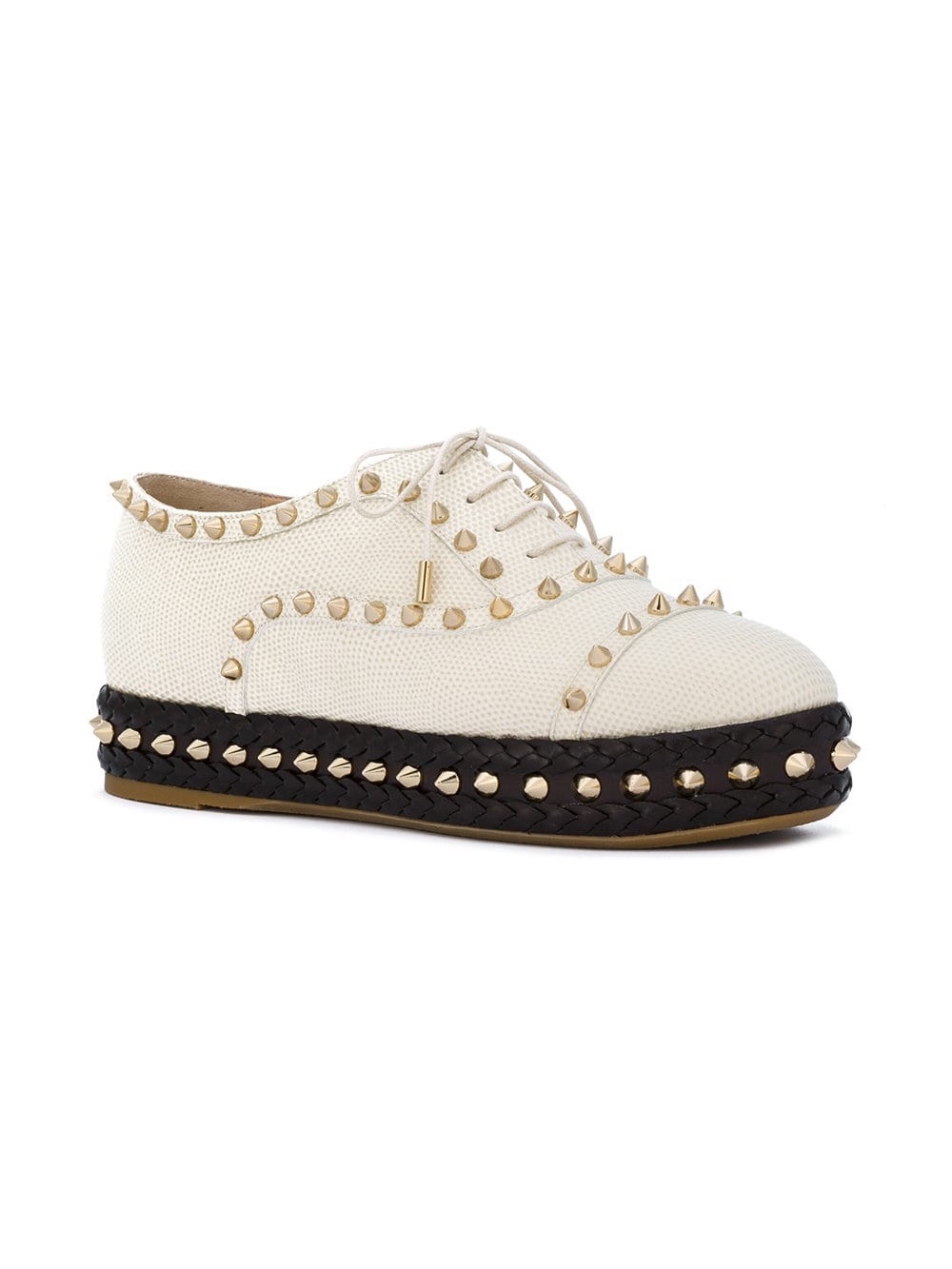 Studded White Women's Leather Oxford
